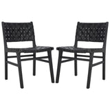 Safavieh Taika Woven Leather Dining Chair - Set of 2 Black DCH4000G-SET2