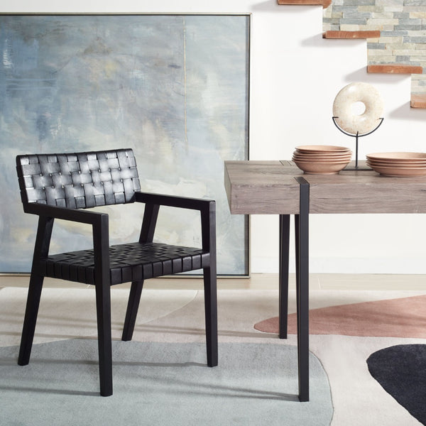 Safavieh Cire Leather Dining Chair – Modern Minimalist Design With Sculptural Frame For Stylish Dining Spaces Black DCH4004A