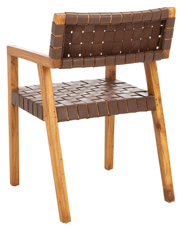 Safavieh Cire Leather Dining Chair – Modern Minimalist Design With Sculptural Frame For Stylish Dining Spaces Cognac / Natural DCH4004B