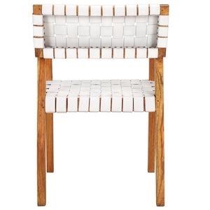 Safavieh Cire Leather Dining Chair White Leather / Natural Body Wood DCH4004C