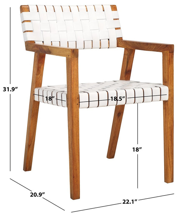 Safavieh Cire Leather Dining Chair White Leather / Natural Body Wood DCH4004C