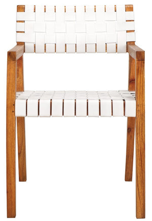 Safavieh Cire Leather Dining Chair White Leather / Natural Body Wood DCH4004C