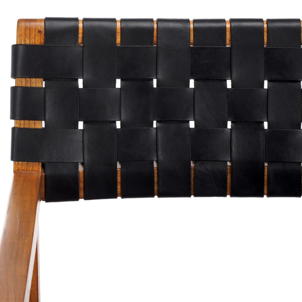 Safavieh Cire Leather Dining Chair Black Leather / Natural Body Wood DCH4004D