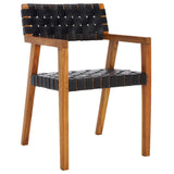 Safavieh Cire Leather Dining Chair Black Leather / Natural Body Wood DCH4004D
