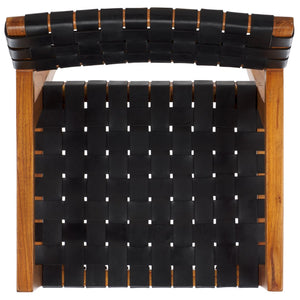 Safavieh Cire Leather Dining Chair Black Leather / Natural Body Wood DCH4004D