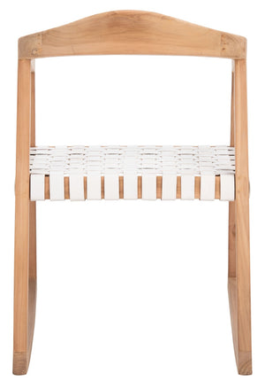 Safavieh Willa Rocking Dining Chair - Contemporary Teak And Leather Blend For Stylish Comfort And Elegance White / Natural DCH4005A