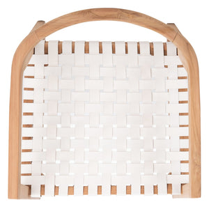 Safavieh Willa Rocking Dining Chair - Contemporary Teak And Leather Blend For Stylish Comfort And Elegance White / Natural DCH4005A