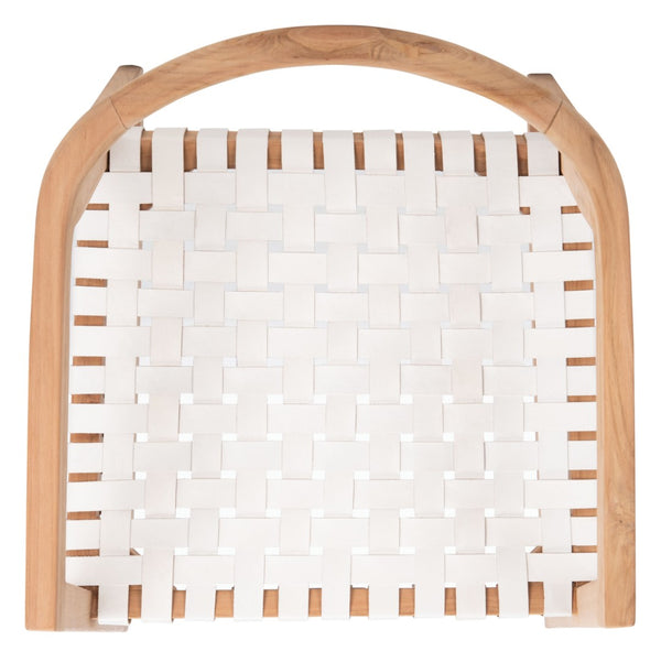 Safavieh Willa Rocking Dining Chair - Contemporary Teak And Leather Blend For Stylish Comfort And Elegance White / Natural DCH4005A