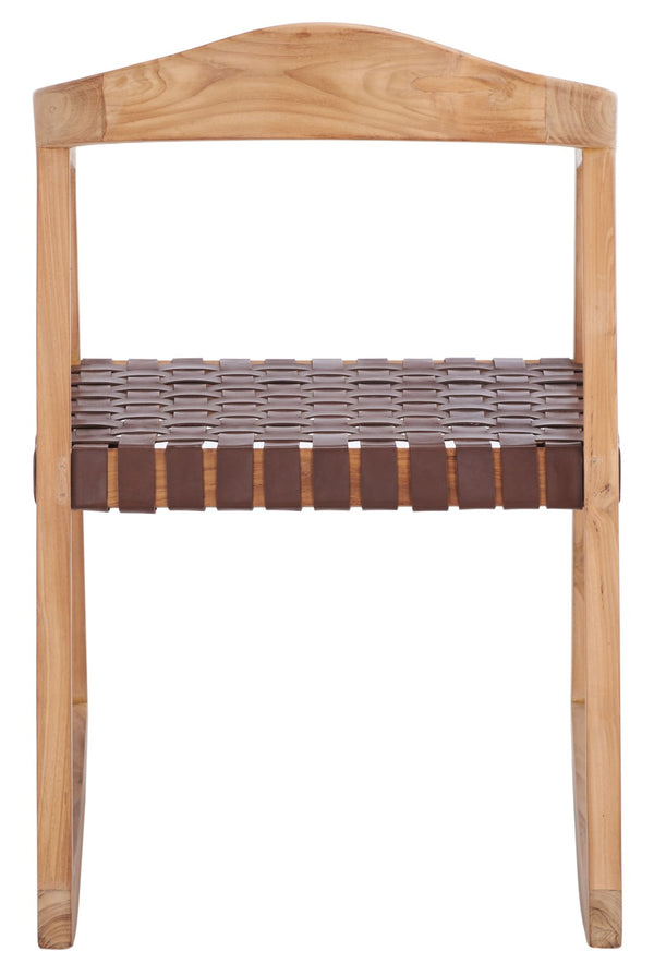 Safavieh Willa Rocking Dining Chair - Contemporary Teak And Leather Blend For Stylish Comfort And Elegance Cognac / Natural DCH4005B