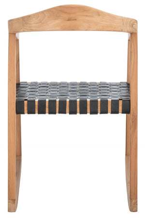 Safavieh Willa Rocking Dining Chair - Contemporary Teak And Leather Blend For Stylish Comfort And Elegance Black / Natural DCH4005C