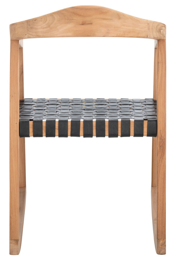 Safavieh Willa Rocking Dining Chair - Contemporary Teak And Leather Blend For Stylish Comfort And Elegance Black / Natural DCH4005C