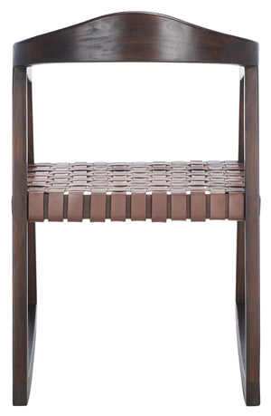 Safavieh Willa Rocking Dining Chair - Contemporary Teak And Leather Blend For Stylish Comfort And Elegance Cognac / Walnut DCH4005D