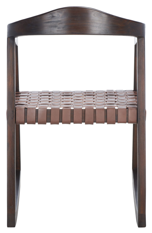 Safavieh Willa Rocking Dining Chair - Contemporary Teak And Leather Blend For Stylish Comfort And Elegance Cognac / Walnut DCH4005D