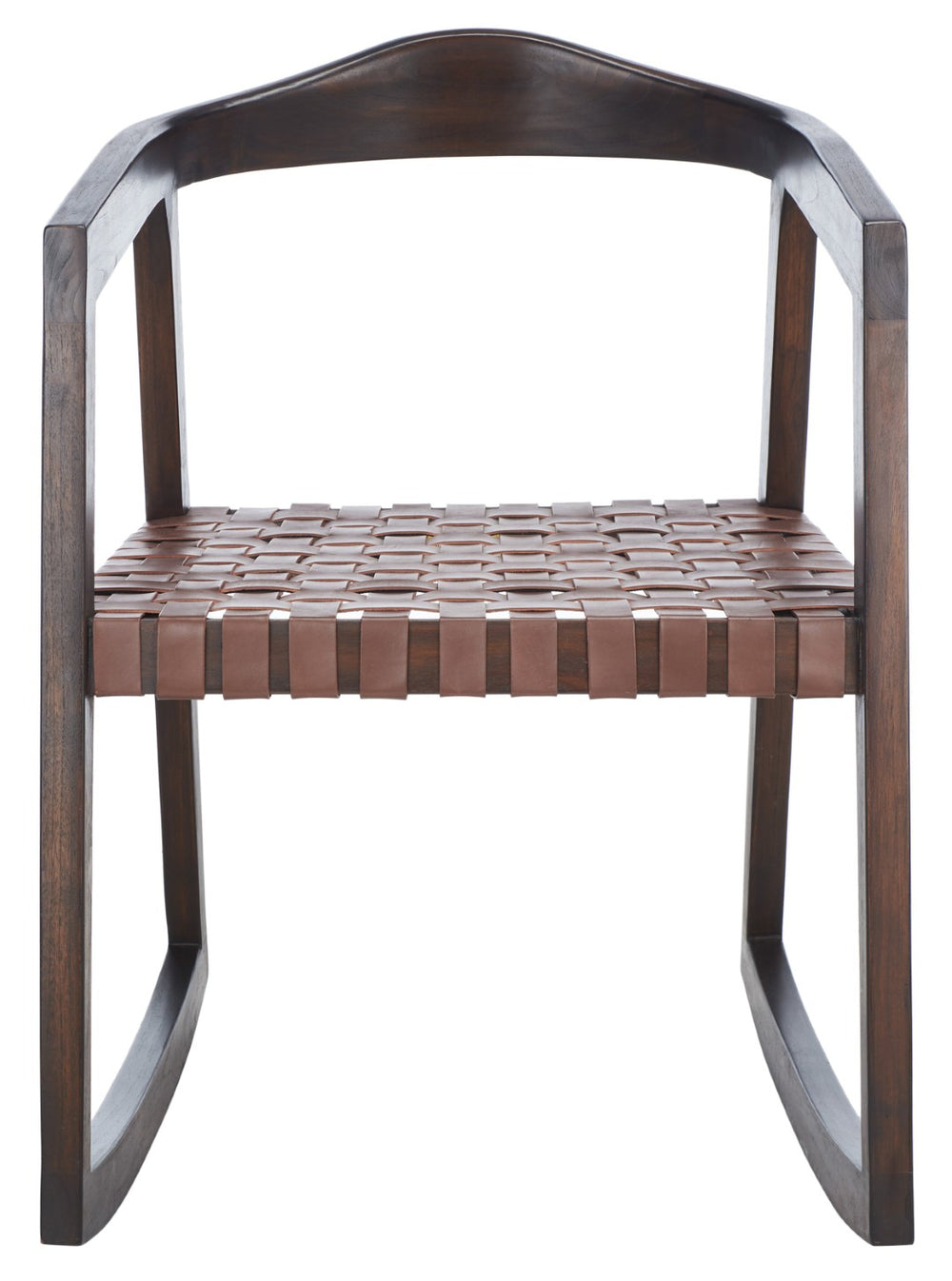 Safavieh Willa Rocking Dining Chair - Contemporary Teak And Leather Blend For Stylish Comfort And Elegance Cognac / Walnut DCH4005D
