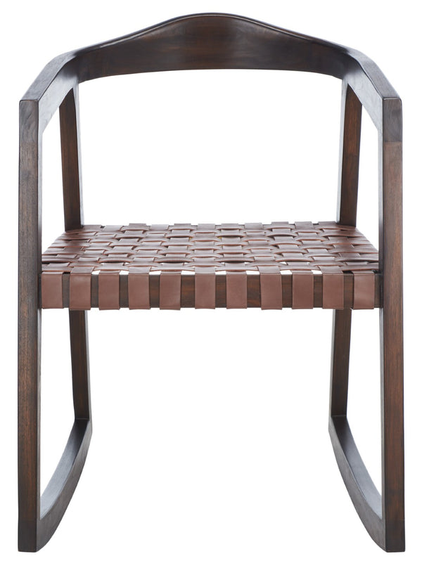 Safavieh Willa Rocking Dining Chair - Contemporary Teak And Leather Blend For Stylish Comfort And Elegance Cognac / Walnut DCH4005D