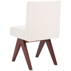 Safavieh Oliviadella Dining Chair - Modern Mid-Century Comfort With Plush Seating For Stylish Dining Spaces Bone / Walnut DCH4500A