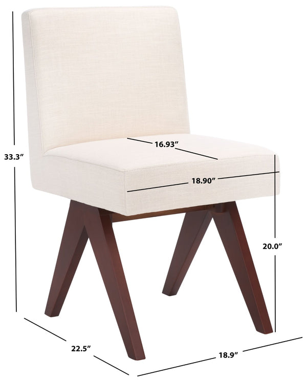 Safavieh Oliviadella Dining Chair - Modern Mid-Century Comfort With Plush Seating For Stylish Dining Spaces Bone / Walnut DCH4500A