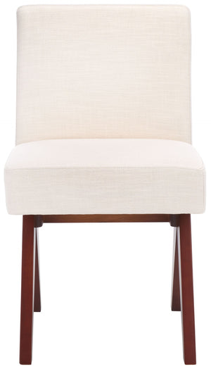 Safavieh Oliviadella Dining Chair - Modern Mid-Century Comfort With Plush Seating For Stylish Dining Spaces Bone / Walnut DCH4500A
