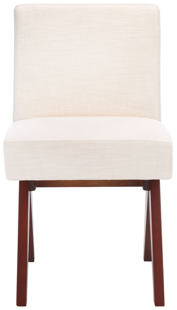 Safavieh Oliviadella Dining Chair - Modern Mid-Century Comfort With Plush Seating For Stylish Dining Spaces Bone / Walnut DCH4500A