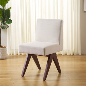 Safavieh Oliviadella Dining Chair - Modern Mid-Century Comfort With Plush Seating For Stylish Dining Spaces Bone / Walnut DCH4500A