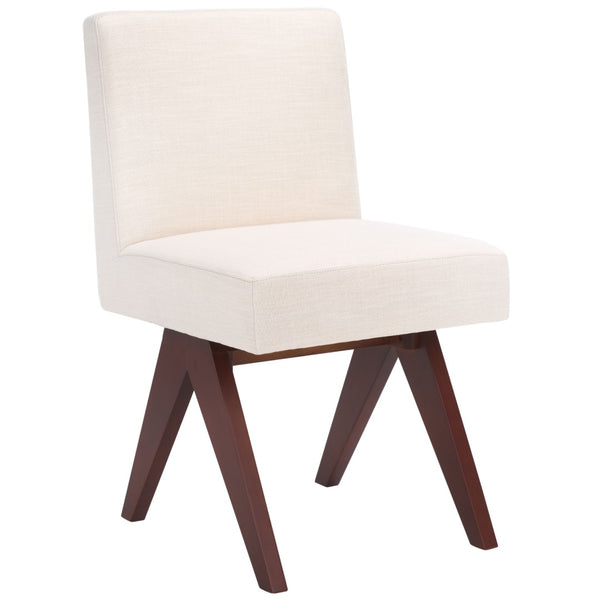 Safavieh Oliviadella Dining Chair - Modern Mid-Century Comfort With Plush Seating For Stylish Dining Spaces Bone / Walnut DCH4500A