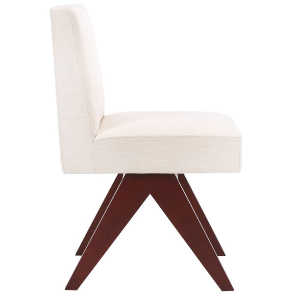 Safavieh Oliviadella Dining Chair - Modern Mid-Century Comfort With Plush Seating For Stylish Dining Spaces Bone / Walnut DCH4500A