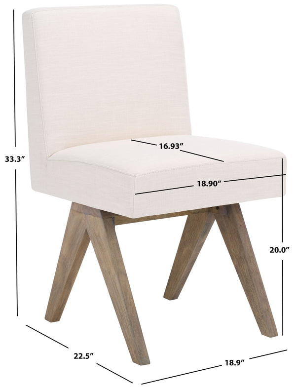 Safavieh Oliviadella Dining Chair - Modern Mid-Century Comfort With Plush Seating For Stylish Dining Spaces Bone / White Washed DCH4500B