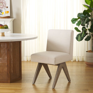 Safavieh Oliviadella Dining Chair - Modern Mid-Century Comfort With Plush Seating For Stylish Dining Spaces Bone / White Washed DCH4500B