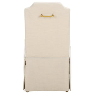 Safavieh CLARSTE Dining Chair in Sand - Elegant Upholstered Design with Metallic Handle for Modern Comfort DCH4501A-SET2