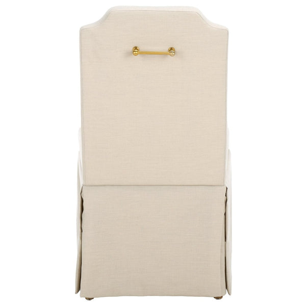 Safavieh CLARSTE Dining Chair in Sand - Elegant Upholstered Design with Metallic Handle for Modern Comfort DCH4501A-SET2
