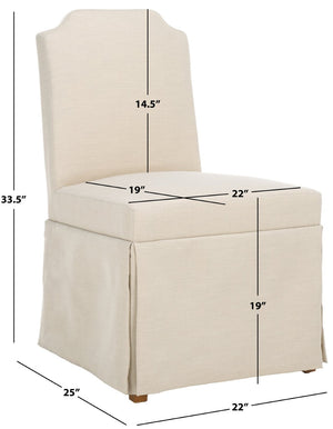 Safavieh CLARSTE Dining Chair in Sand - Elegant Upholstered Design with Metallic Handle for Modern Comfort DCH4501A-SET2
