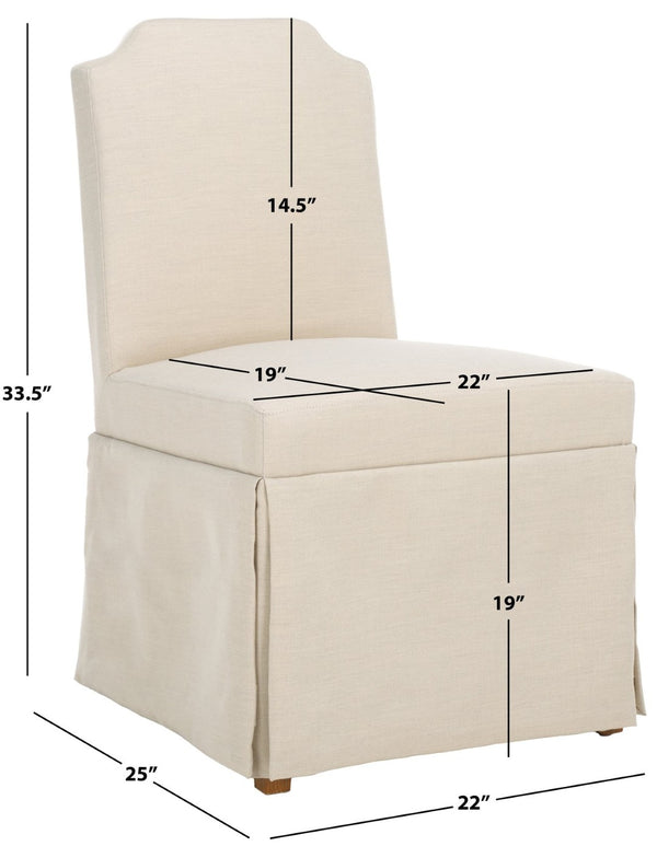 Safavieh CLARSTE Dining Chair in Sand - Elegant Upholstered Design with Metallic Handle for Modern Comfort DCH4501A-SET2