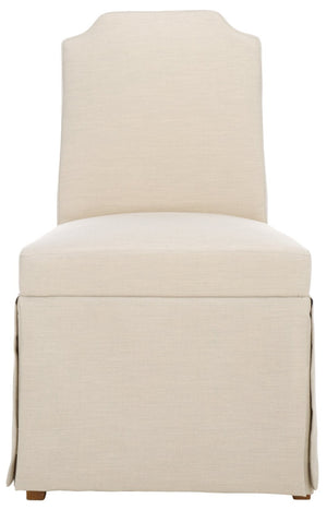 Safavieh CLARSTE Dining Chair in Sand - Elegant Upholstered Design with Metallic Handle for Modern Comfort DCH4501A-SET2