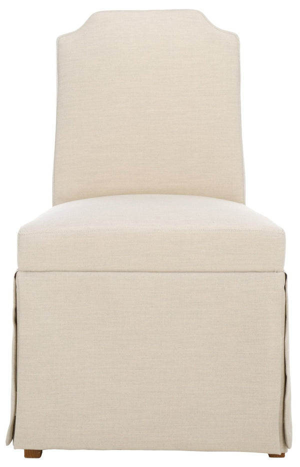 Safavieh CLARSTE Dining Chair in Sand - Elegant Upholstered Design with Metallic Handle for Modern Comfort DCH4501A-SET2