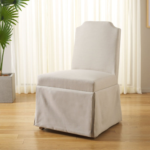 Safavieh CLARSTE Dining Chair in Sand - Elegant Upholstered Design with Metallic Handle for Modern Comfort DCH4501A-SET2