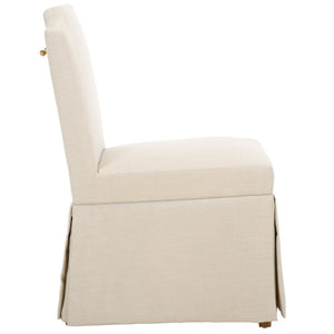 Safavieh CLARSTE Dining Chair in Sand - Elegant Upholstered Design with Metallic Handle for Modern Comfort DCH4501A-SET2