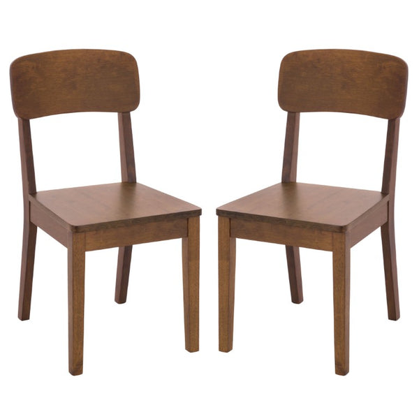 Safavieh Tevin Rattan and Wood Dining Chair Handcrafted Transitional Seat for Modern Rooms Walnut DCH5900A-SET2