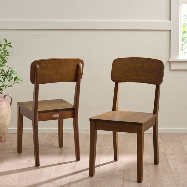Safavieh Tevin Rattan and Wood Dining Chair Handcrafted Transitional Seat for Modern Rooms Walnut DCH5900A-SET2