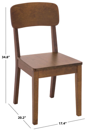 Safavieh Tevin Rattan and Wood Dining Chair Handcrafted Transitional Seat for Modern Rooms Walnut DCH5900A-SET2