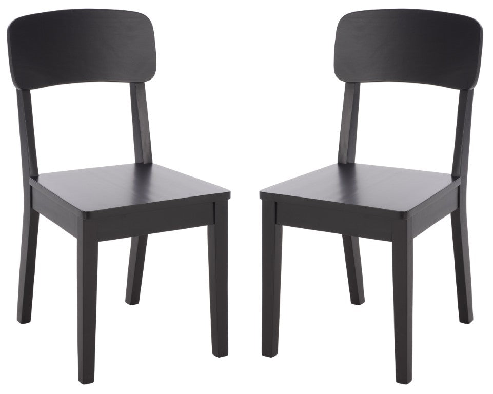 Safavieh Tevin Rattan and Wood Dining Chair Handcrafted Transitional Seat for Modern Rooms Black DCH5900B-SET2