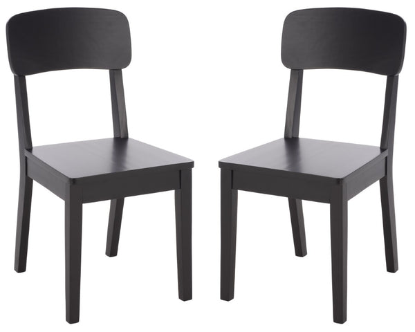 Safavieh Tevin Rattan and Wood Dining Chair Handcrafted Transitional Seat for Modern Rooms Black DCH5900B-SET2