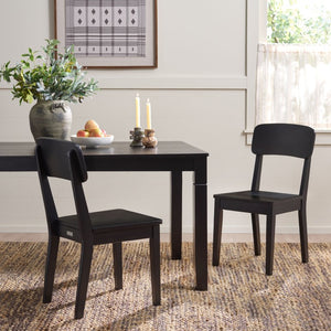Safavieh Tevin Rattan and Wood Dining Chair Handcrafted Transitional Seat for Modern Rooms Black DCH5900B-SET2