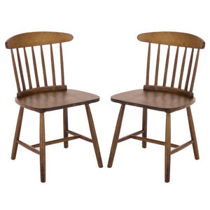 Safavieh Gregor Solid Rubberwood Dining Chair Warm Natural Finish for Modern Farmhouse Tables Walnut DCH5901A-SET2