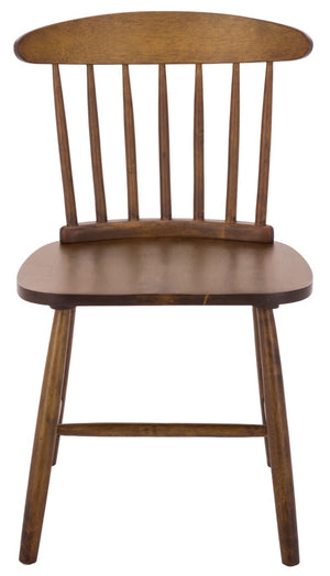 Safavieh Gregor Solid Rubberwood Dining Chair Warm Natural Finish for Modern Farmhouse Tables Walnut DCH5901A-SET2