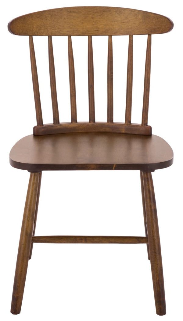 Safavieh Gregor Solid Rubberwood Dining Chair Warm Natural Finish for Modern Farmhouse Tables Walnut DCH5901A-SET2