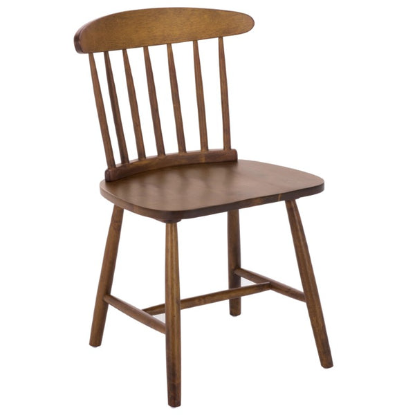 Safavieh Gregor Solid Rubberwood Dining Chair Warm Natural Finish for Modern Farmhouse Tables Walnut DCH5901A-SET2
