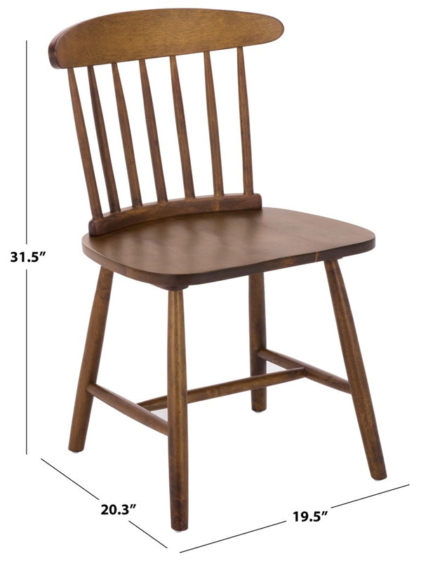 Safavieh Gregor Solid Rubberwood Dining Chair Warm Natural Finish for Modern Farmhouse Tables Walnut DCH5901A-SET2