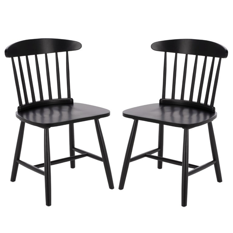 Safavieh Gregor Solid Rubberwood Dining Chair Warm Natural Finish for Modern Farmhouse Tables Black DCH5901B-SET2