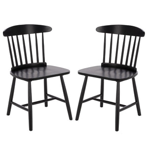 Safavieh Gregor Solid Rubberwood Dining Chair Warm Natural Finish for Modern Farmhouse Tables Black DCH5901B-SET2