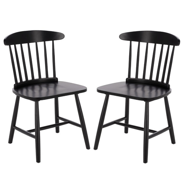 Safavieh Gregor Solid Rubberwood Dining Chair Warm Natural Finish for Modern Farmhouse Tables Black DCH5901B-SET2